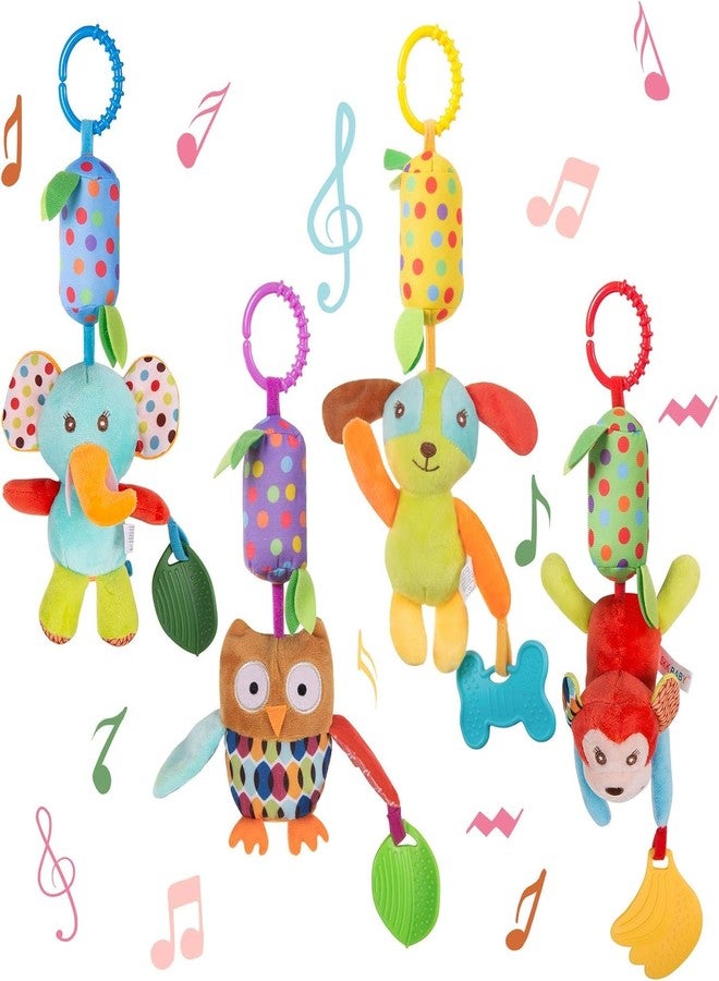Slipps Educational Baby Rattle, Electronic Light Musical Teether - Baby Sensory Sound Toys, 3-12 Months Plush Animals (Pack of 4) - Image 2